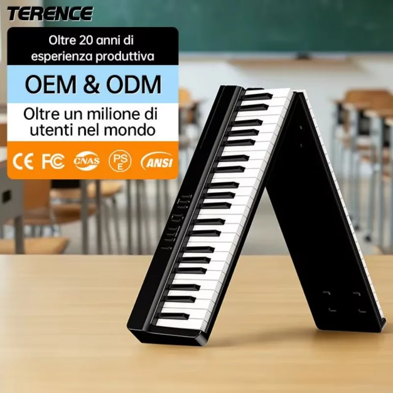 88 Key Foldable Touch Sensitive Rechargeable Lightweight Electronic Piano Keyboard USB-C Portable Digital Piano For