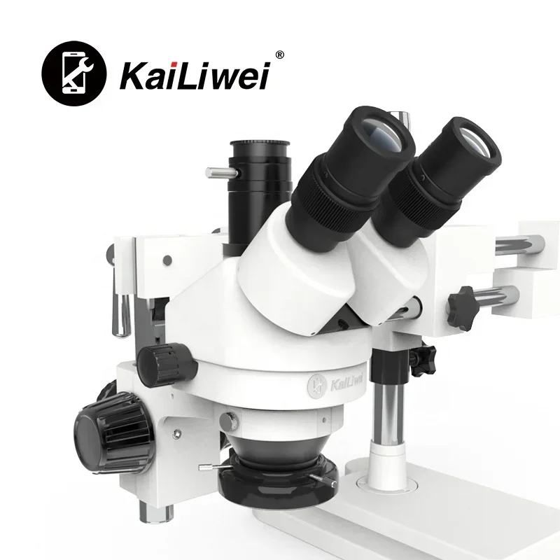 

Двухрукавный тринокулярный стереомикроскоп с зумом и окулярами 0.5x C-Mount для ремонта мобильных телефонов