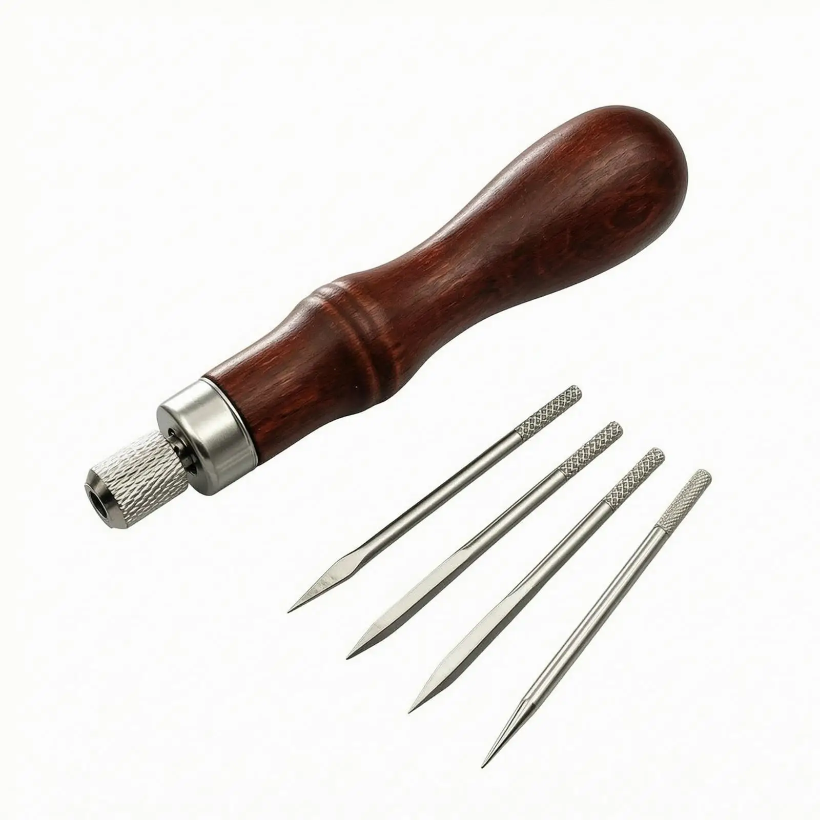 DIY Leather Craft Sewing Awl Punching Tool with Textured Grip Metal Chuck for Consistent Hole Placement in Leather