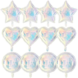 3/12pcs Laser Transparent Foil Balloon Star Heart Helium Air Globos For Kids Birthday Party Baby Shower Christmas Decoration