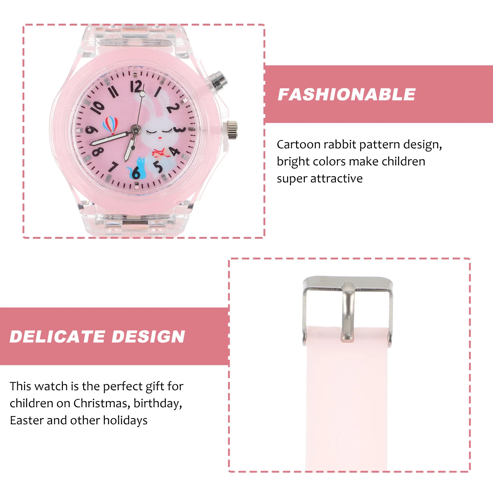 

Kids Night Glow LED Watches Cartoon Luminous Wristb s Comfortable Fit Children Student Silicone Quartz Rabbit Design Bright