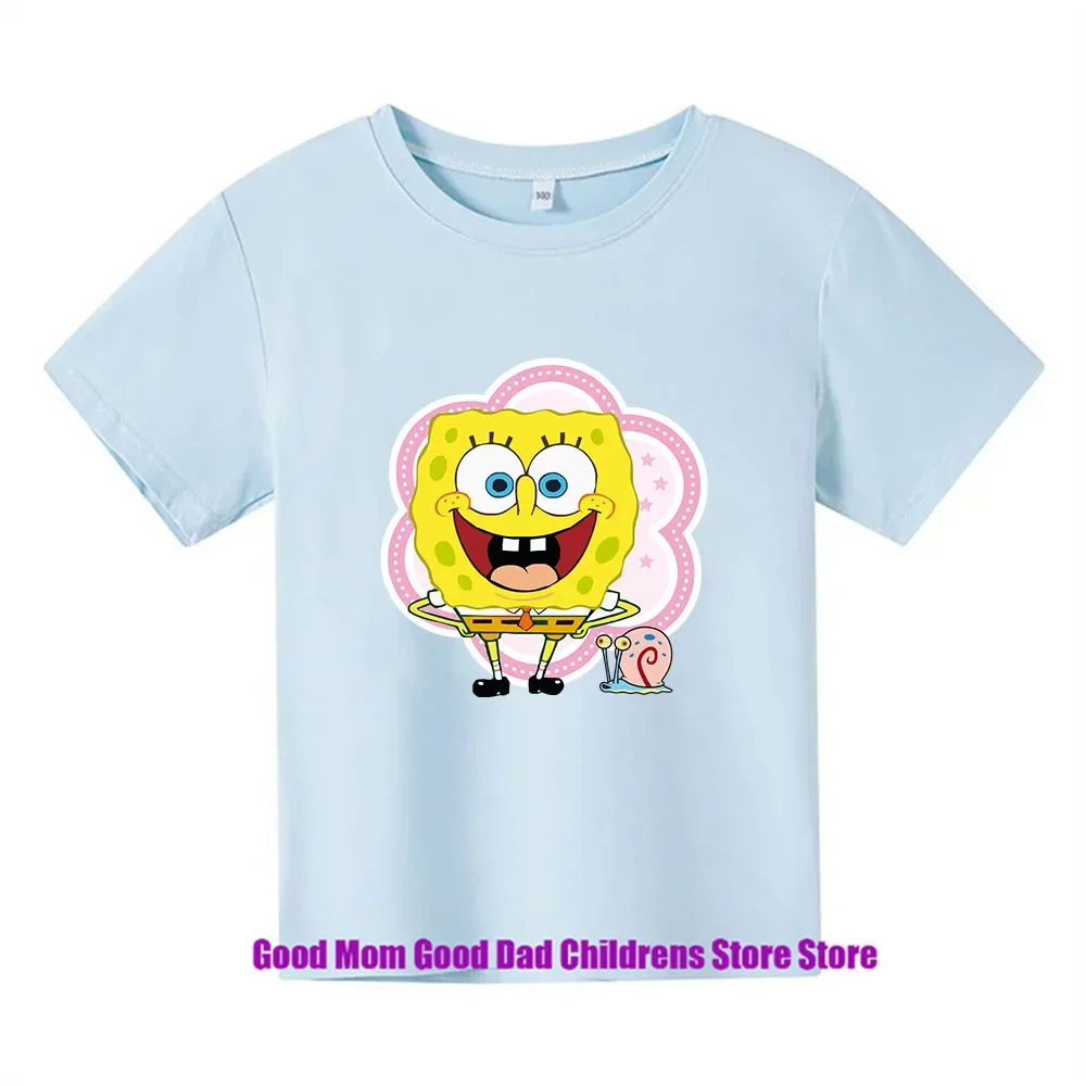 Spongebob Squarepants Summer Childrens Wear Boys And Girls T-shirt Top Cartoon Anime Print Children's Sportswear t shirt  boys