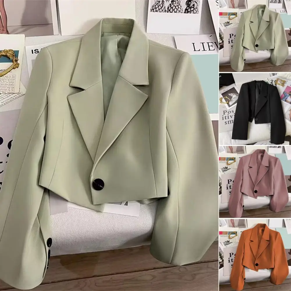 2024 New Office Cropped Blazers Spring Women Street Long Sleeve Suit Jacket Autumn Winter Fashion Women\'s Blazer Versatile