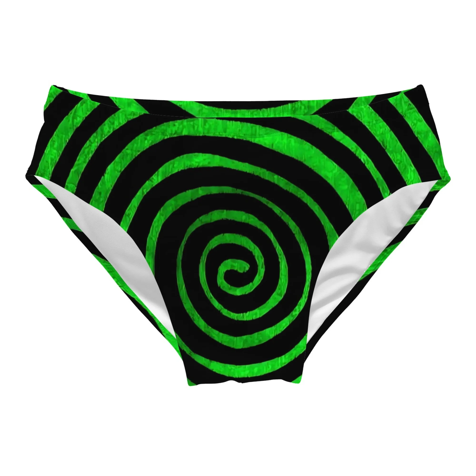 Neon Psychedelic Spiral Slim Fit Durable Men's Drawstring Triangle Swim Trunks Water Park Island Sunbathing Men's Vacation Gift