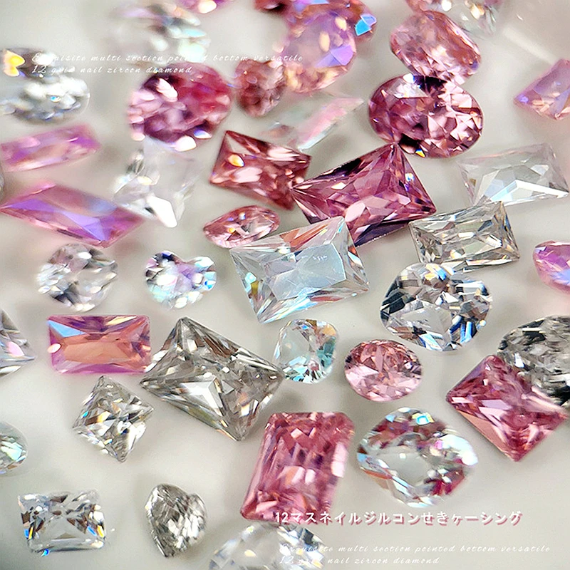 

12PCS Mixed Shape Point Back 3D Nail Art Rhinestone Crystal Diamond Jewelry Accessories For Manicure Nails Decoration Supplies