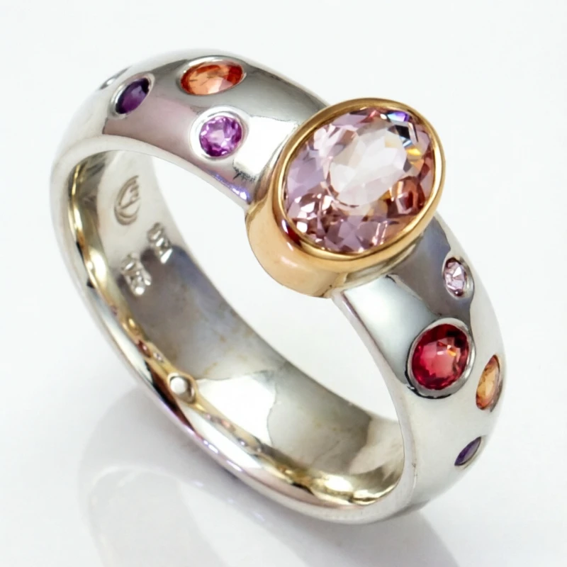 Eleganter, eingelegter, mehrfarbiger, glänzender, zweifarbiger Ring aus synthetischem Zirkonia für Damen, eleganter, luxuriöser Charm-Schmuck für Dating, Jahrestag, Geschenke