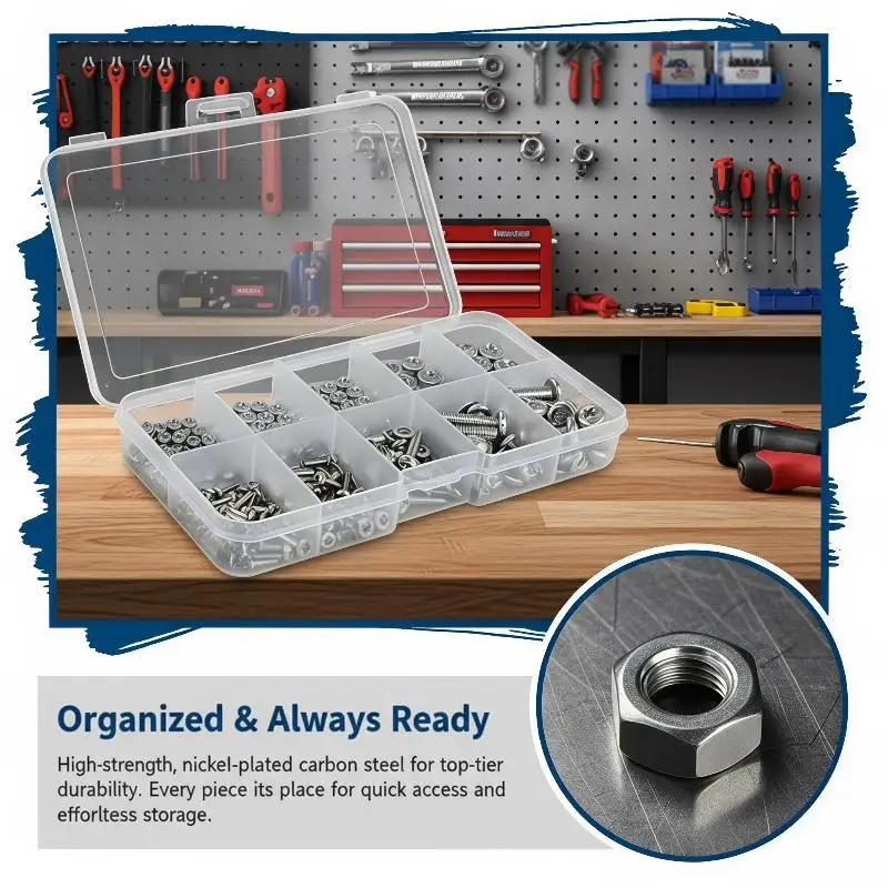 Hex Nuts and Bolt Assortment Kit Wear Resistant 120Pcs M2-M5 Metric Sizes for Electronic Product Assembly Projects