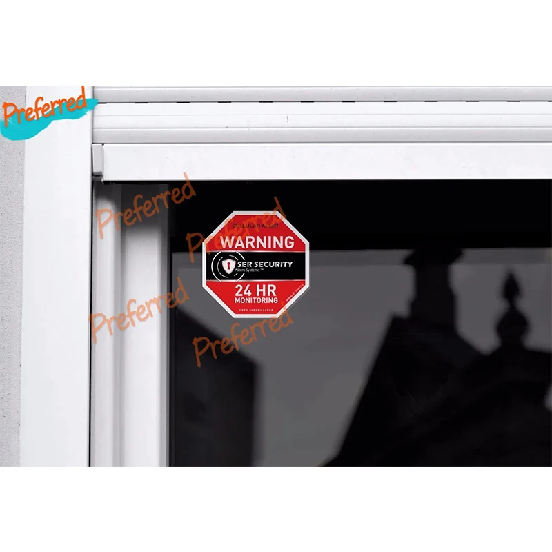 SURVEILLANCE WINDOW DOOR STICKER House Alarm Security Customizable in Any Sticker Size -No Background