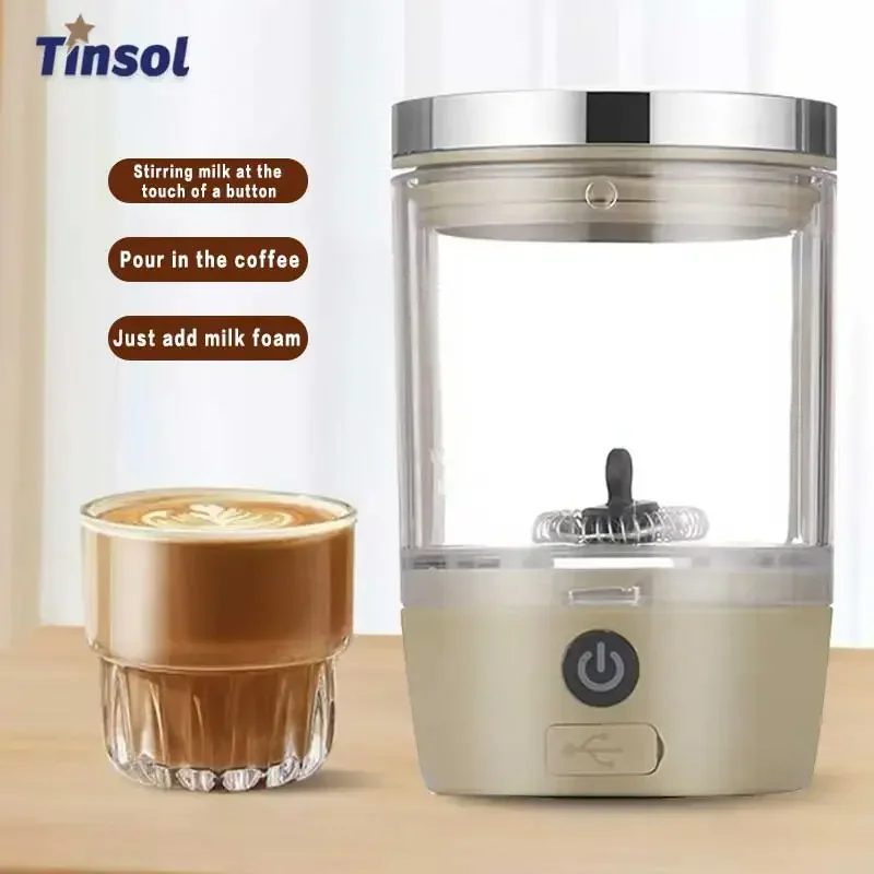 TINSOL Mini Convenient Electric Milk Frother Self Milk Pulling Frother Cappuccino Stirrer Latte Coffee Hot & Cold Froth Maker