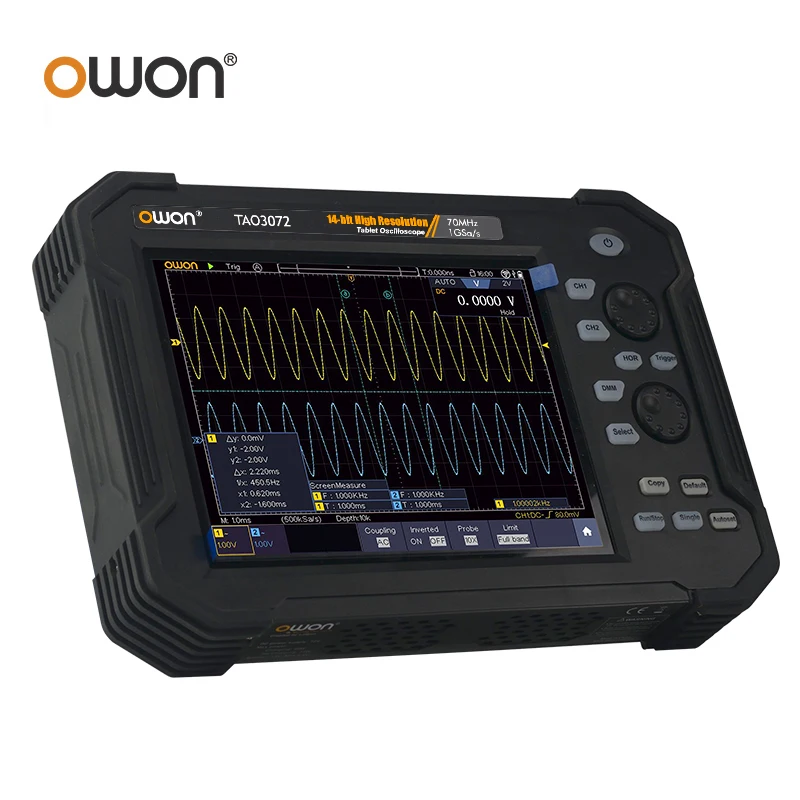 OWON TAO3072 TAO3102 Handheld Tablet Digital Oscilloscope 2CH 100MHz 1GS/s 40M Record Length 8inch Oscilloscope+Multimeter