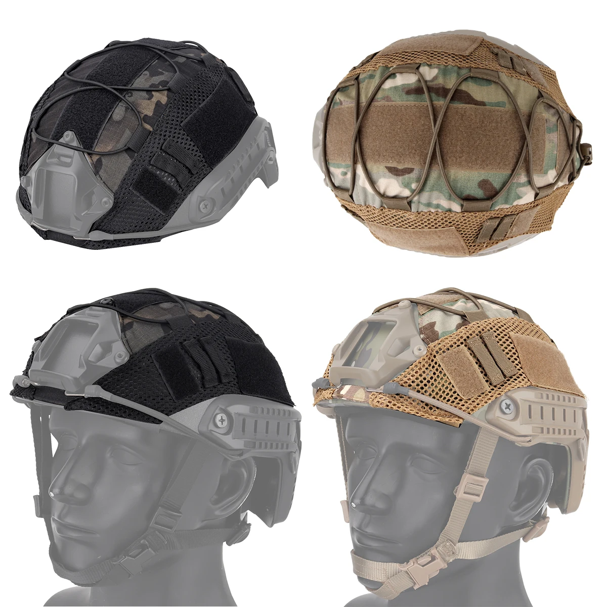 Tactical Multicam Helmet Cover For Fast MH PJ BJ Helmet Airsoft Elastic Cord Headwear Hunting Paintball Helmets Accessories