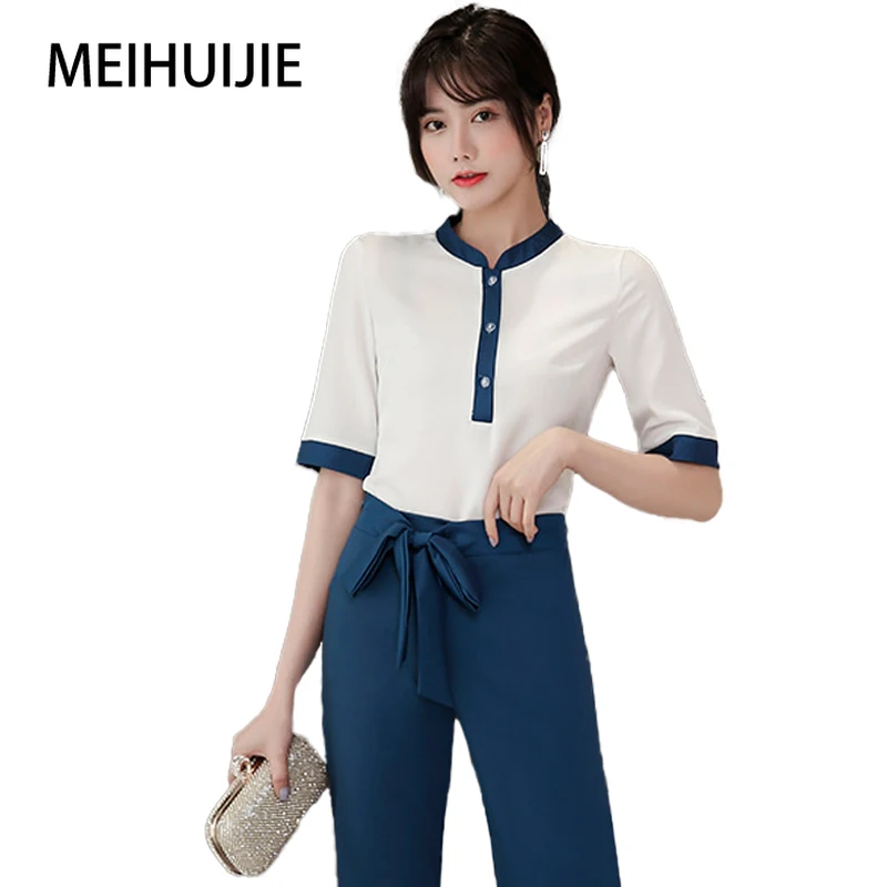 Half Sleeves Shirt Trousers Beauty Salon Overalls Hotel Etiquette Reception Waitress Outfit Work Clothes Spa Foot Bath Uniform