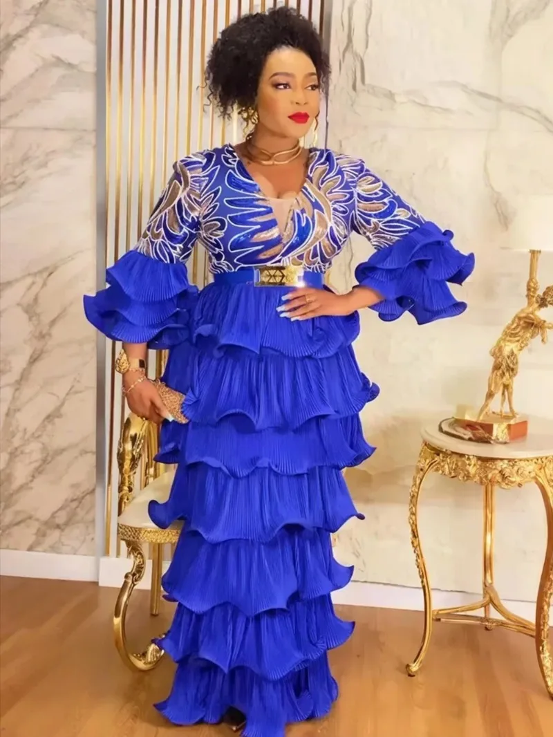 

Африканские вечерние платья больших размеров для женщин, Дашики Анкара, свадебное вечернее платье с блестками, элегантное мусульманское платье макси в Турции, новинка 2023 года