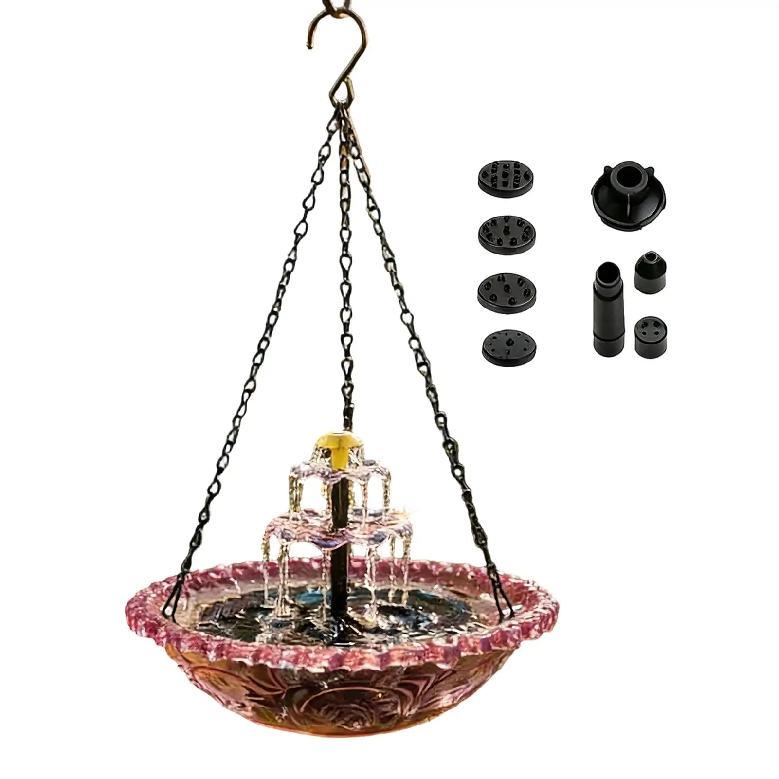 Solar-powered waterfall-style suspended bird bath fountain Bird Water Fountain Backyard Decor Solar Powered Bird Bath Fountain