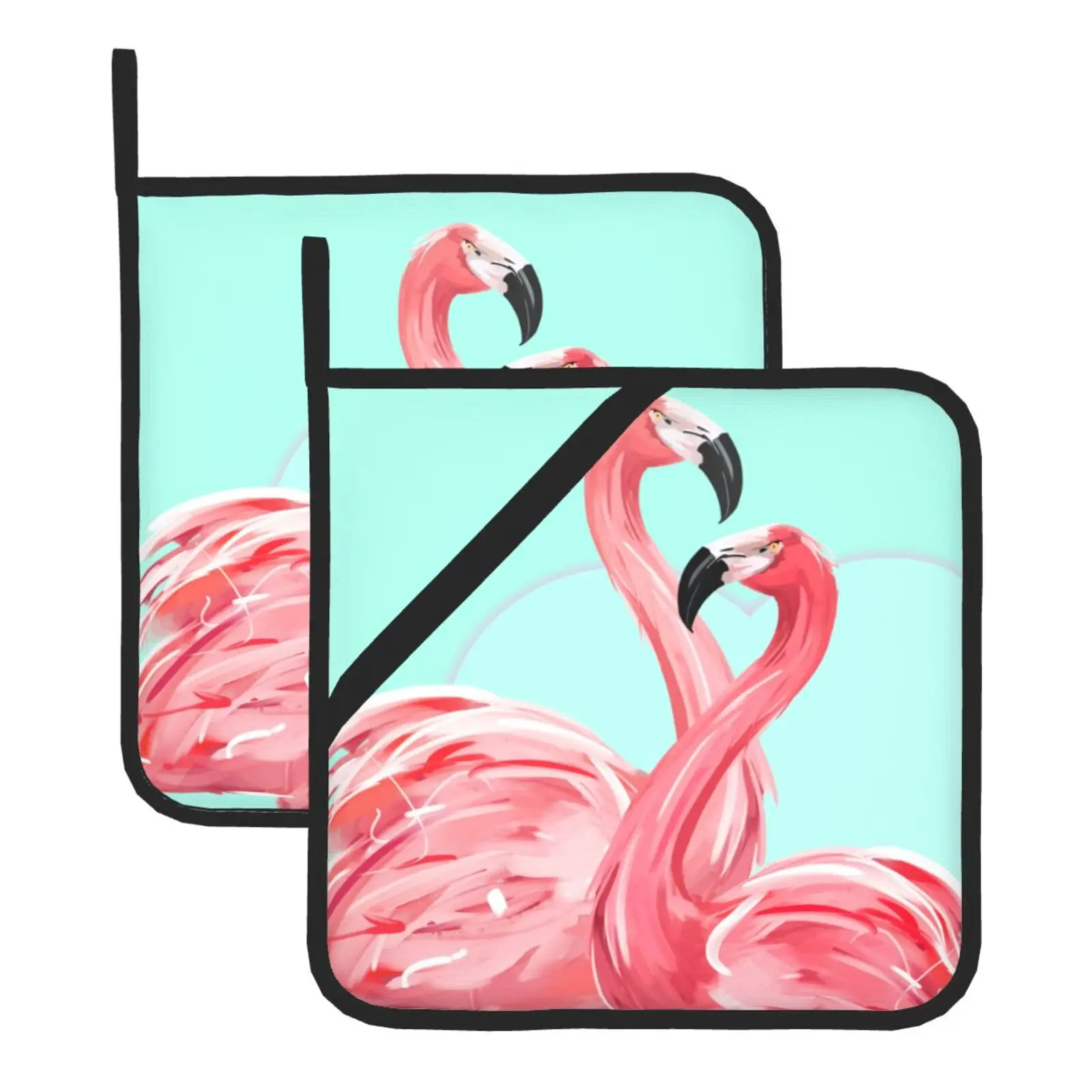 

Flamingo Pot Holders Set of 2 Kitchen Heat Resistant Potholder for Microwave Cooking Baking BBQ