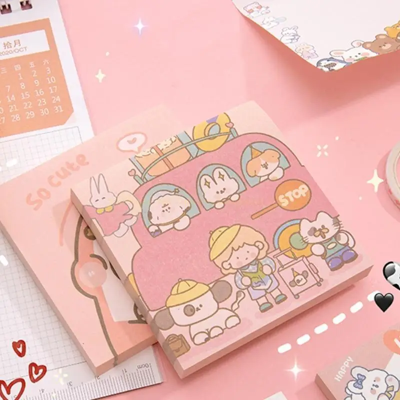 Catatan Sticky Colorful Pads 80 Sheets/Pad Cartoon Notebooks Sticker Kertas Memo Meathing untuk Siswa