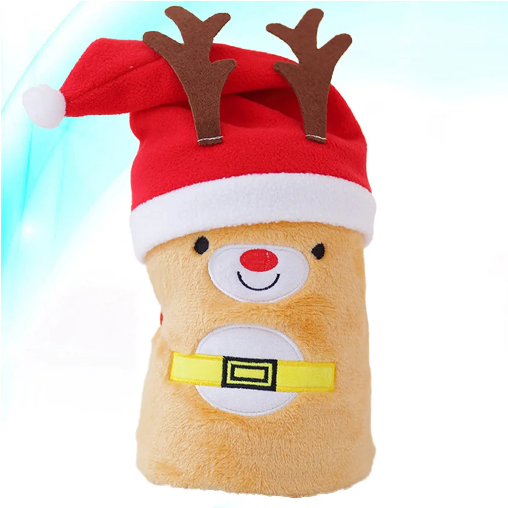 

Christmas Cartoon Deer Hat Flannel Set 80X100Cm Pet Sleeping Couch Cover Lightweight Throw Blanket Santa Snowman