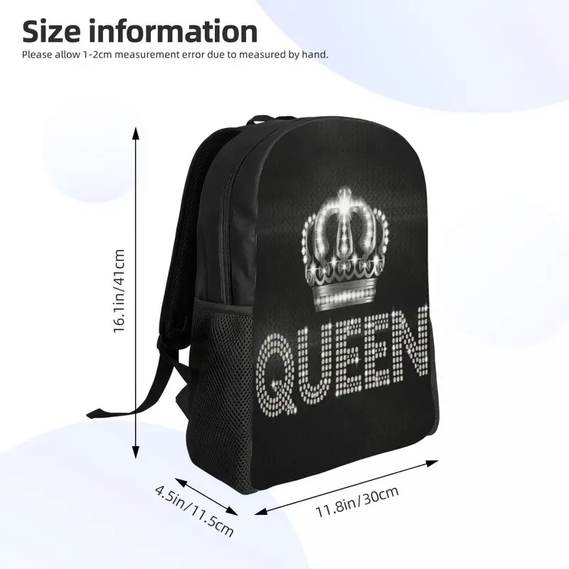 Customized 3D Printing Queen Rhinestone Backpacks Bling Diamond College School Travel Bags Women Men Bookbag Fits 15 Inch Laptop