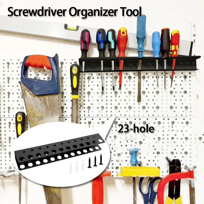 Screw Organizer Wall Mount 23-hole Screwdriver Storage Rack Manual Tools Holder Hammer Rack Pliers Hardware Tool Organizer