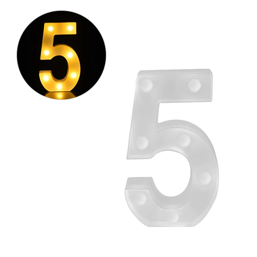 Lampka Nocna LED Numer 5, Lampka Dekoracyjna na Ślub, Urodziny, Imprezę, LED Numer