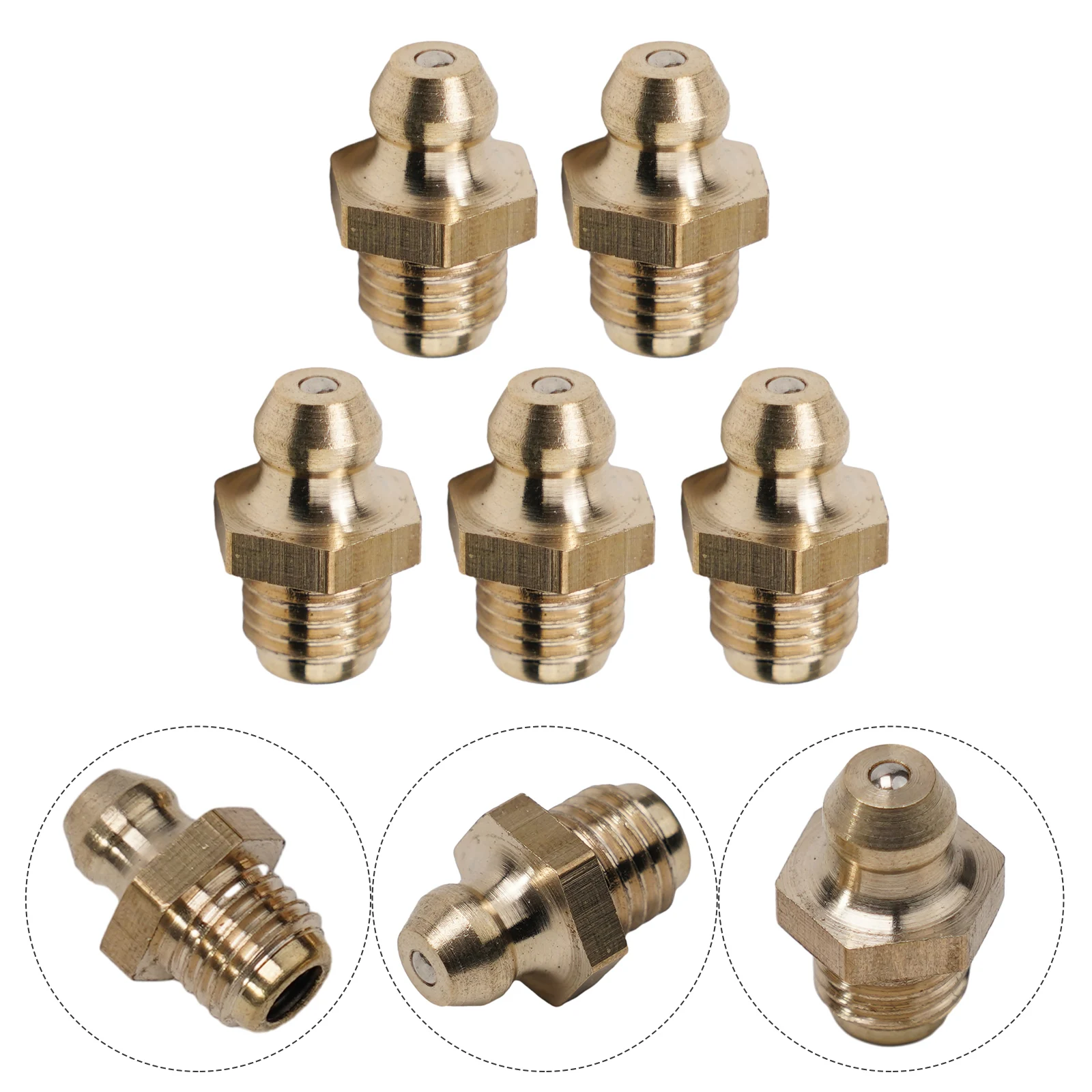 for durable Brass Straight Hydraulic Grease Fitting Accessories M8 x 1mm Thread 5Pcs Set for Mechanical Lubrication