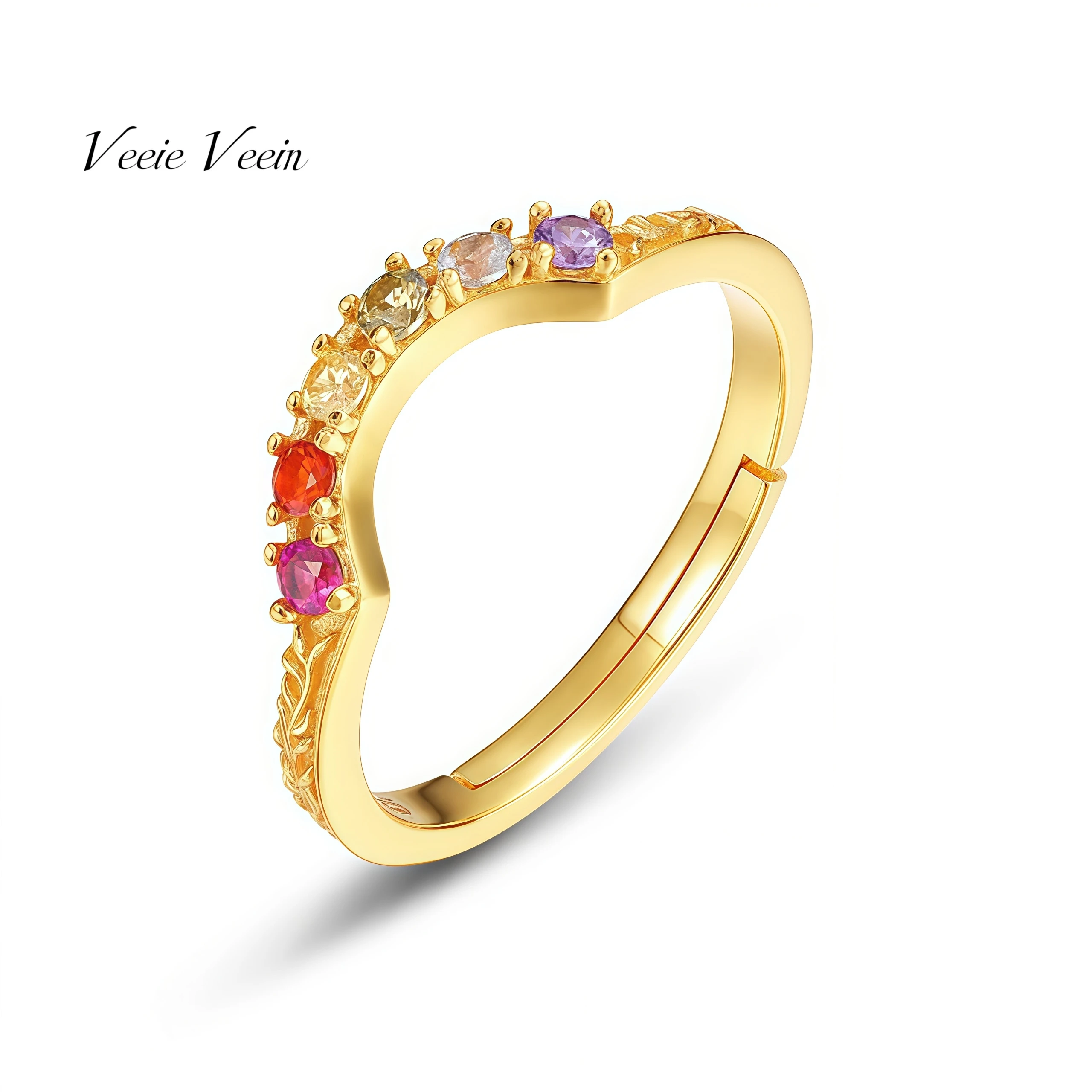 

Veeie Veein Совершенно новые кольца из стерлингового серебра 925 пробы, женские кольца с короной и агатом, радужным кольцом, кольцом с бриллиантами, ювелирные изделия