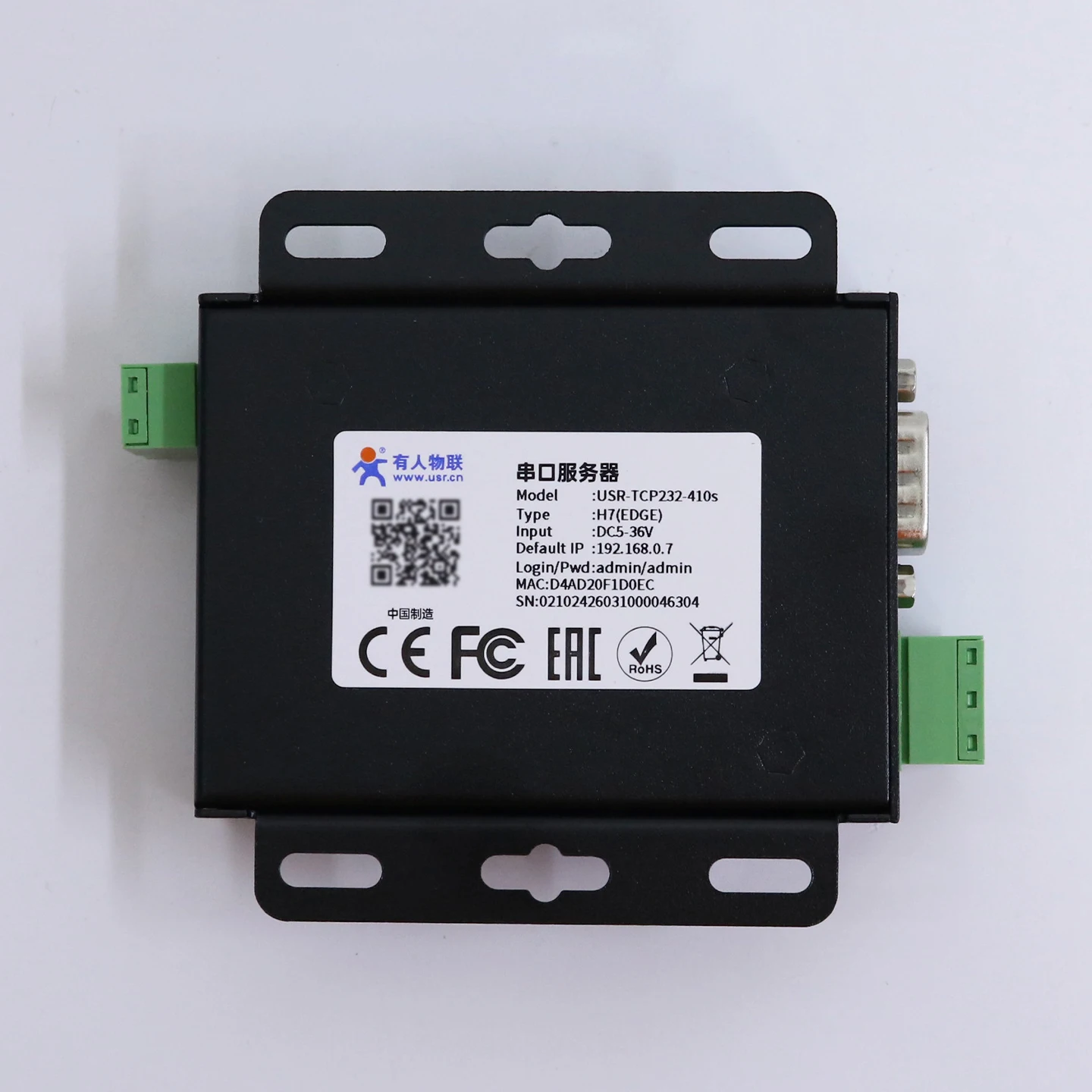 USR-TCP232-410s RS232/RS485 to Ethernet TCP/IP Converter Serial Device Server Support Modbus RTU and TCP MQTT Edge Device