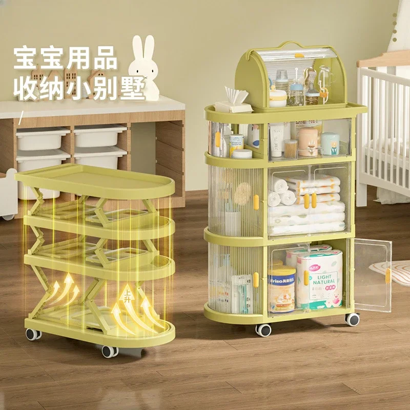 Baby Baby Supplies Storage Folding Trolley Storage Rack Bedroom Living Room Movable Snack Floor Stroller