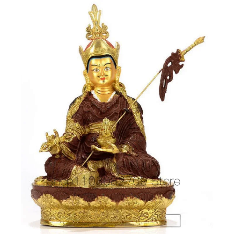 

12" Buddhism Bronze gilt Guru Padmasambhava Rinpoche Orgyen menla Buddha statues