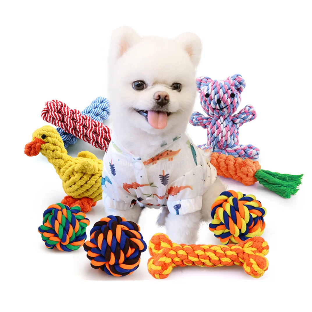 1pcs Bite Resistant Pet Dog Chew Toys for Small Dogs Cleaning Teeth Puppy Cat Dogs Rope Knot Ball Toy Playing animal Accessories