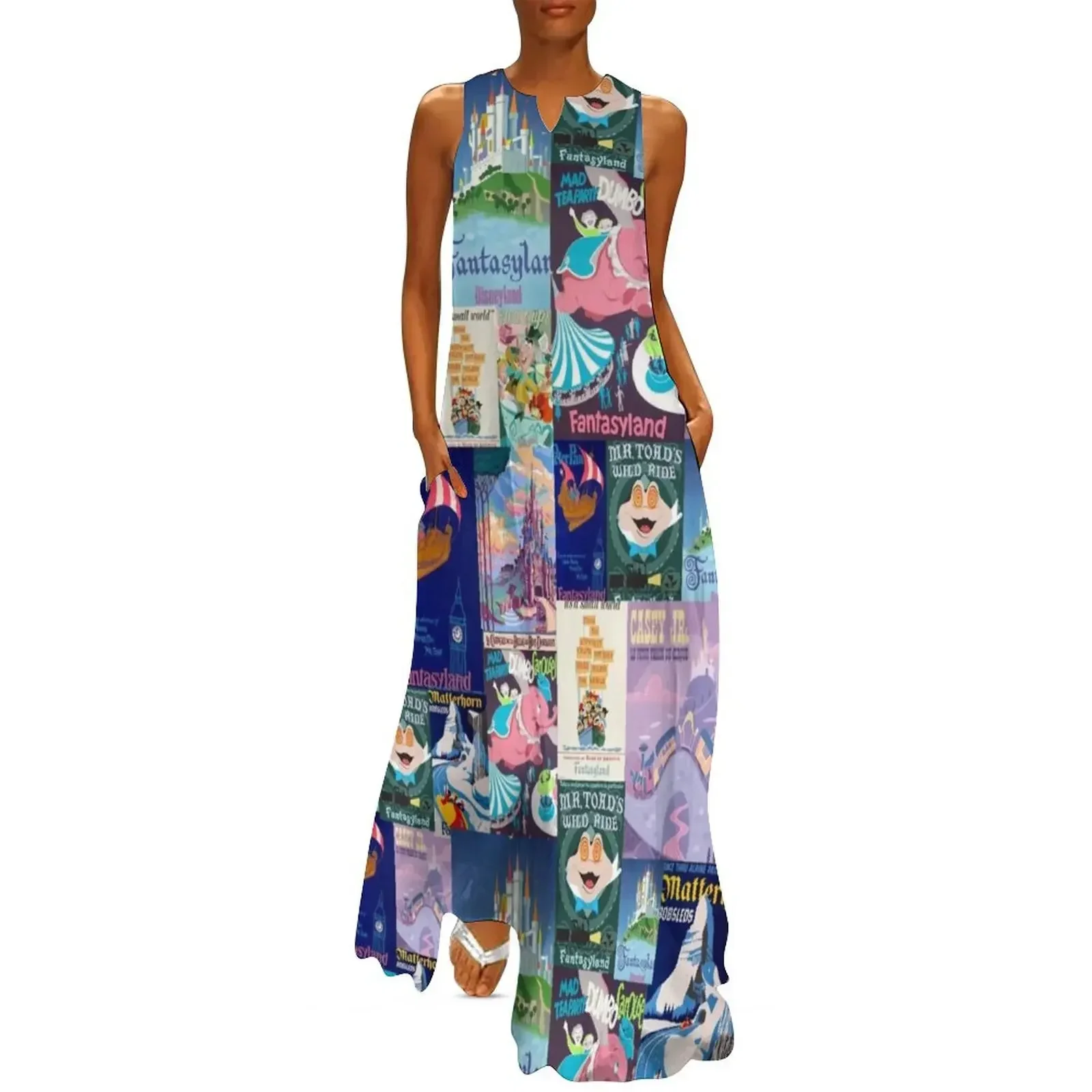 

Fantasyland Theme Park Vintage Ride Attraction Posters Long Dress summer dresses women 2025 Womens dresses Dress