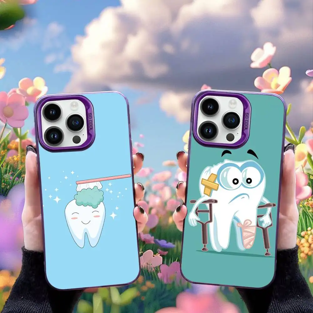 

Tooth Teeth Funny Dentist Phone Case For iPhone 16,15,14,13,12,11,Mini,Pro,SE,MAX Purple Matte Silicone Cover
