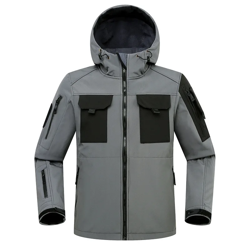 

Men's Outdoor Training Camping Hiking Field Beetle Tactical Jacket Thickened Warm Jacket Waterproof Hooded Mountaineering Suit