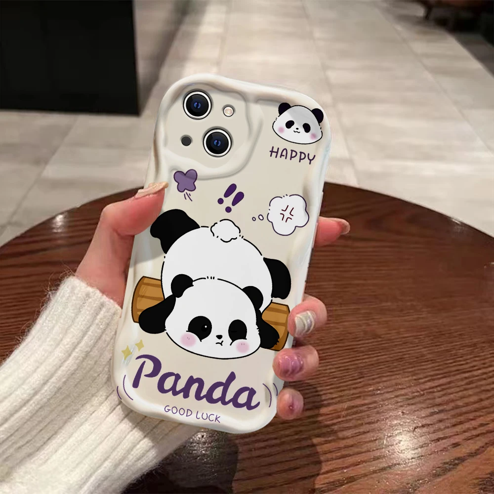 Capa Traseira de Silicone Macio do Panda Chinês, Capa de Telefone 3D Wave, Desenhos Raros, Samsung Galaxy S24 S23 S21 S20 FE Plus Ultra, 4G 5G