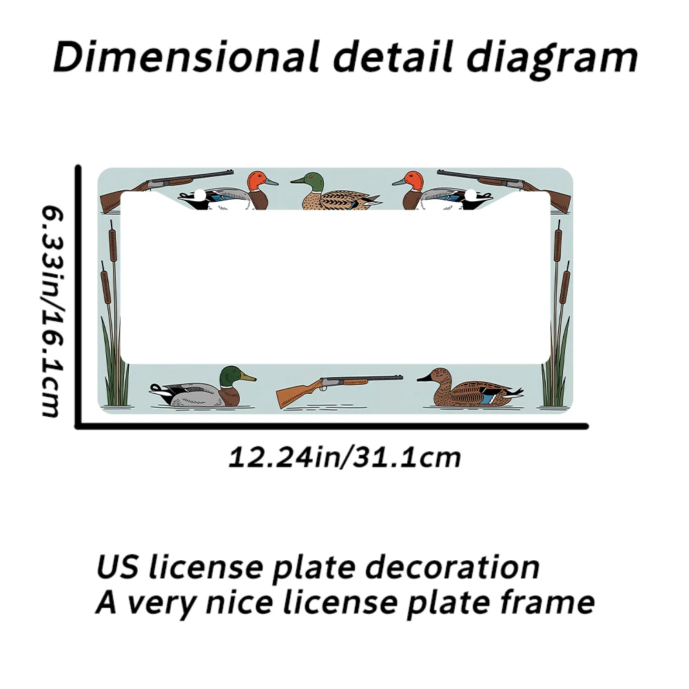 1 قطعة الرجعية اللون الأزرق بطة الصيد نمط 2 حفرة إطار لوحة الرخصة مادة الألومنيوم 6x12 بوصة مع المسمار سيارة الديكور
