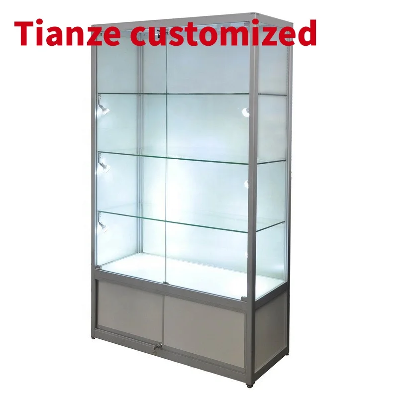 

(Customized) retail locable cheap display cabinet with LED light custom made cheap glass display showcase