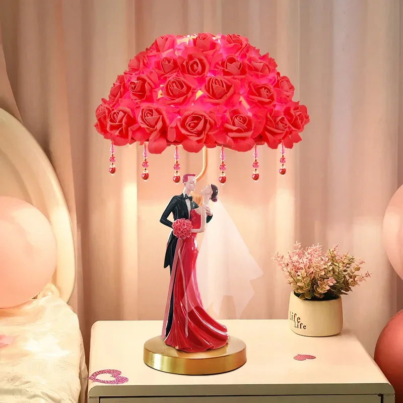 BELLE Contemporary Wedding Table Lamp Personalized and Creative Rose Living Room Bedroom Bedhead Decorative Lamp