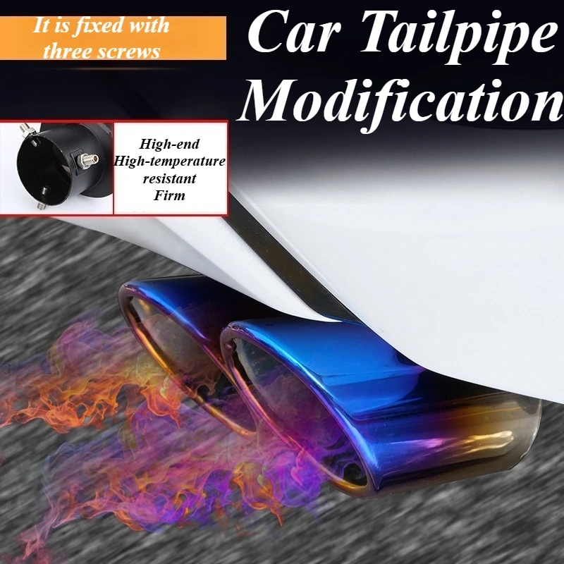 

Universal Car Exhaust Tail Pipe Tip Cover Stainless Steel Muffler End Decor Trim Accessories For Auto Styling Sound Enhancement