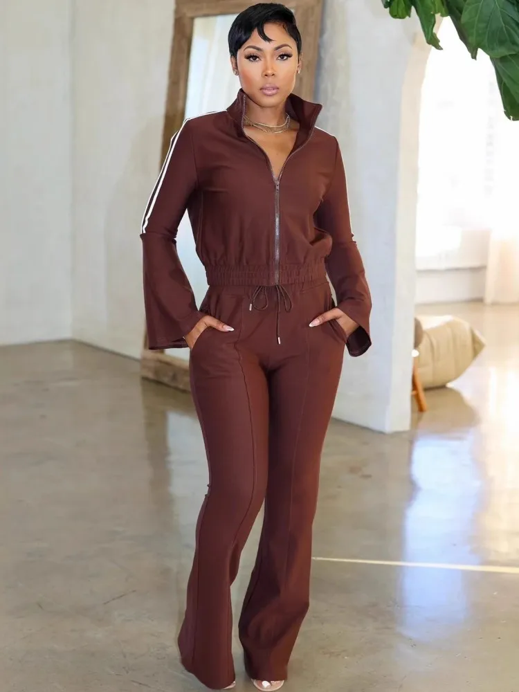 

Женские комплекты из 2 предметов, Новое поступление 2025, осенне-зимние одинаковые комплекты, куртка на молнии с длинными рукавами, топ и брюки, костюмы, одежда