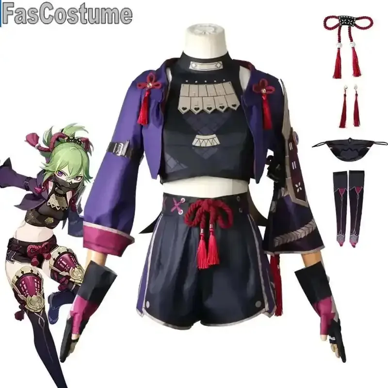 FasCostumeAnime Genshin Impact Kuki Shinobu костюмы для косплея женская одежда на Хэллоуин mb.3