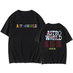 Astro World Tour Loose T-shirt Women Letter Print T-Shirts Hip Hop Streetwear Fashion Round Neck Y2K Unisex for Fans Tshirt