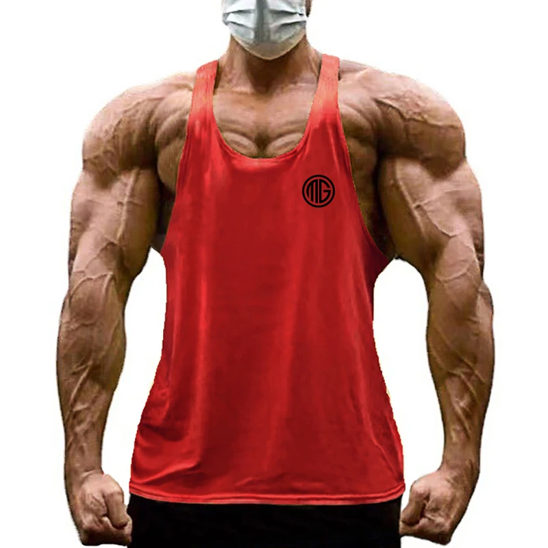 Mens Y Back Gym Barbell Print Summer Cotton Fitness Sleeveless Professional Bodybuilding Tank Tops  Workout Vest Muscle Singlets