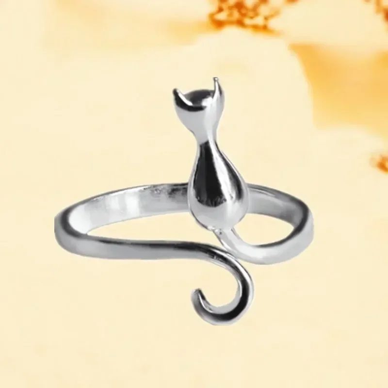 925 Sterling Silver Cat Rings For Women Engagement Luxury Designer Jewelry Female Offers With Party Jewellery