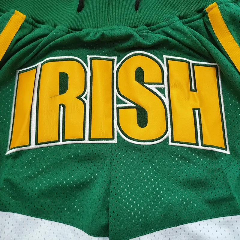 Basketball shorts IRISH 23 pockets Sewing embroidery Outdoor sports Beach pants cheap high quality Green 2024