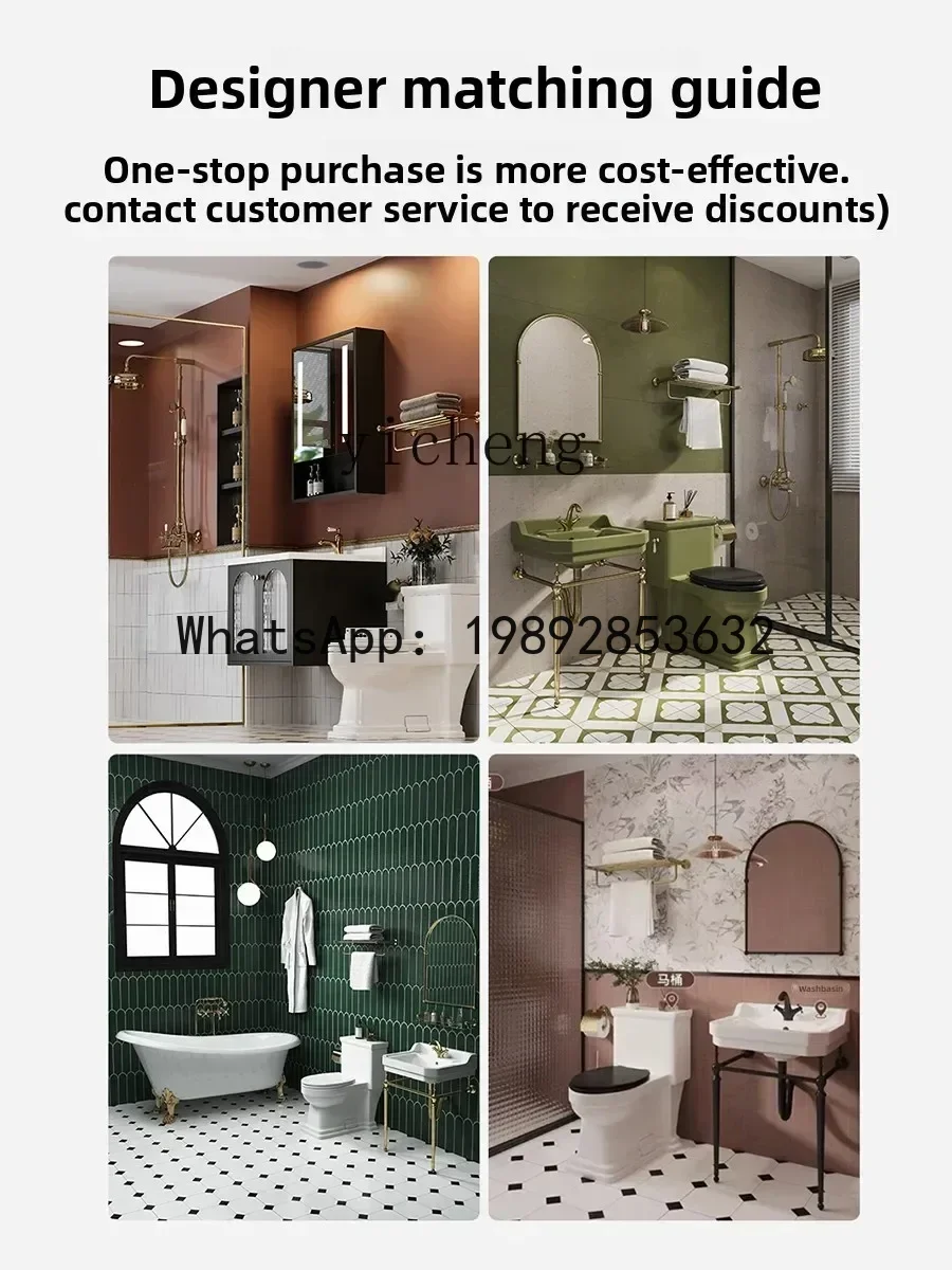 

Y1 Solid Wood Bathroom Cabinet French Bathroom Wash Basin Cabinet Combination Oak Ceramic Integrated