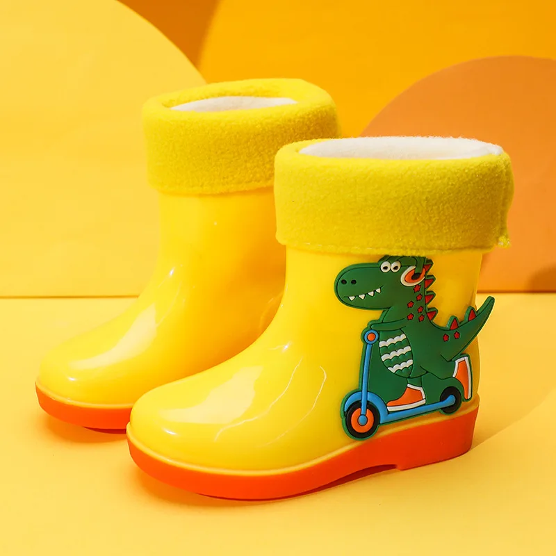 Children rain shoes girls warm light non slip boys children shoes rubber shoes winter overshoes rain boots botte enfant fille