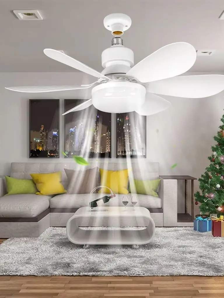 Ceiling Fan with Light and Remote Control 18W E27 6-Blade Silent Fan Light 42CM