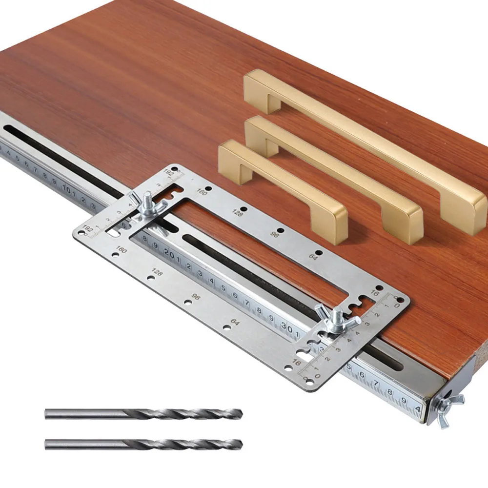 

2025 Handle Punching Locator Woodworking Installation Furniture Wardrobe Door Handle Long Stainless Steel Hole Opening Tool