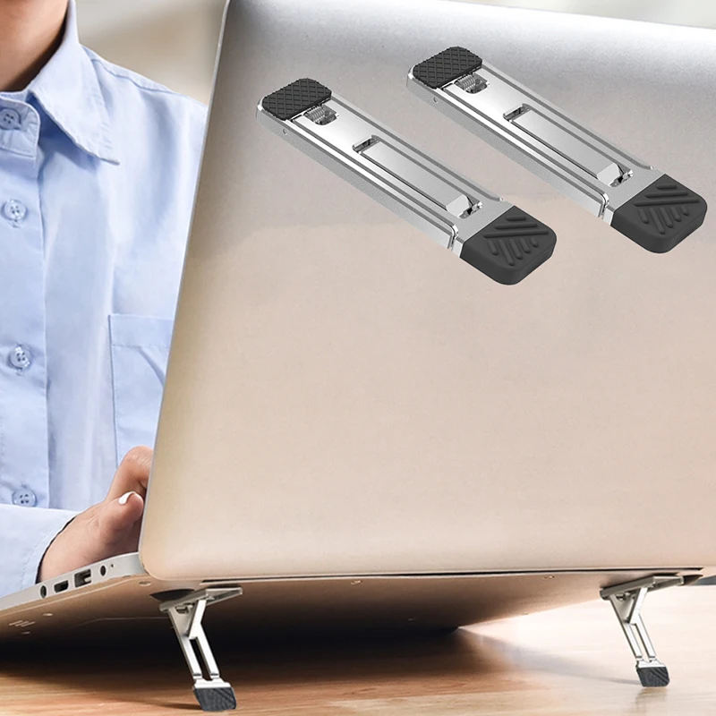 2PCS Riser Feet Nonslip Zinc Alloy Laptop Holder For Macbook Air Pro Pad IP Desktop Kickstand Foldable Notebook Keyboard Stand