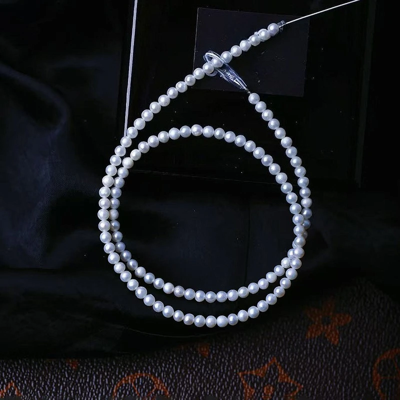 4-5mm Natural Akoya Pearl Small Particle Round Bead Finished Pearl Item Collarbone Loose Bead Decoration